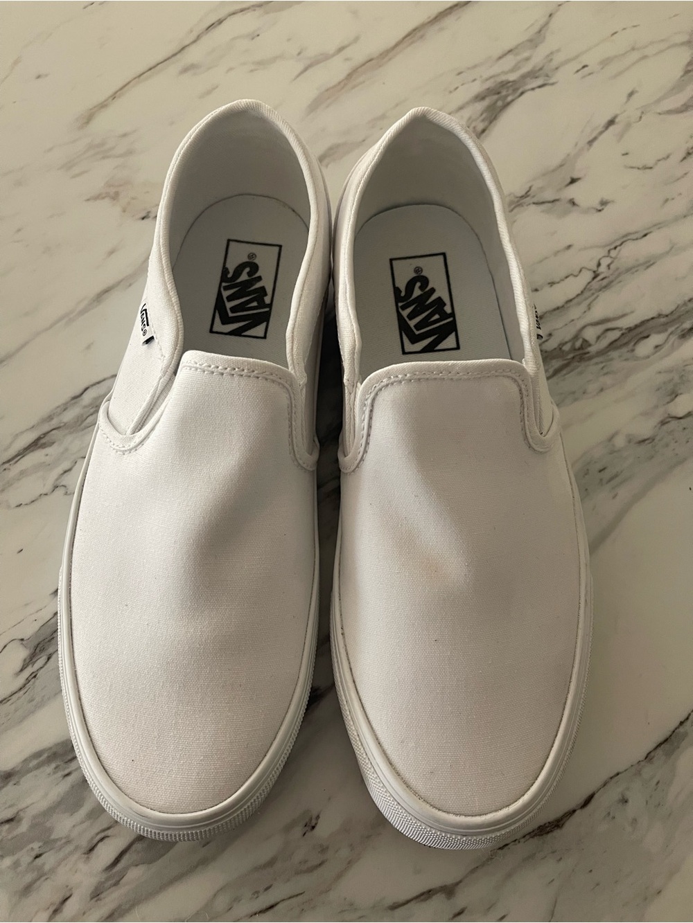Vans White Classic Slip-On Canvas Loafers